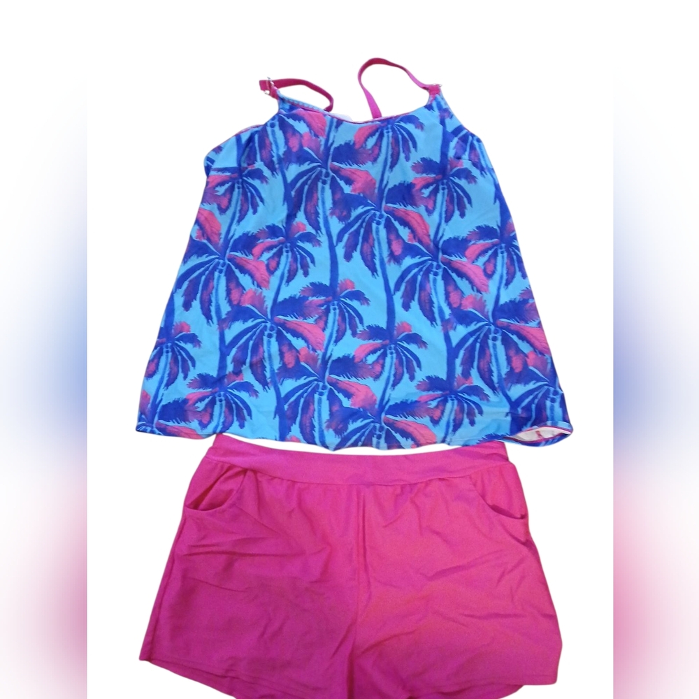 New ROSEWE Tropical Palm Tree Tank and Pink Shorts Set. SIZE 2XL